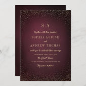 Burgundy Gold Glitter Simple Monogram bruiloft Kaart (Voorkant / Achterkant)