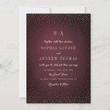 Burgundy Gold Glitter Simple Monogram bruiloft
