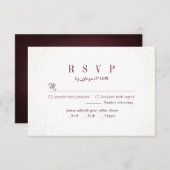 Burgundy Gold Glitter Simple Monogram bruiloft RSVP Kaartje (Voorkant / Achterkant)