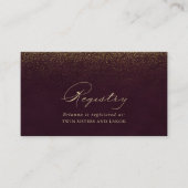 Burgundy Gold Glitter Wedding Gift Registry Informatiekaartje (Voorkant)