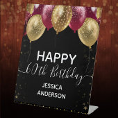 Burgundy Gold Happy 60th Birthday Pedestal Sign Reclamebord Met Voetstuk