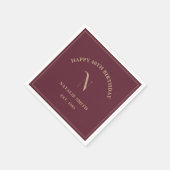 Burgundy Gold Happy Birthday Monogram Initiaal Servet (Hoek)
