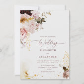 Burgundy gold herfst elegant bruiloft-uitnodiging kaart (Voorkant)