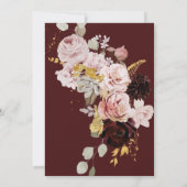 Burgundy gold herfst elegant bruiloft-uitnodiging kaart (Achterkant)