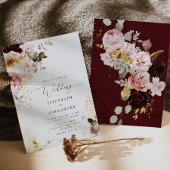 Burgundy gold herfst elegant bruiloft-uitnodiging kaart