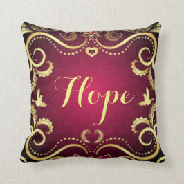 Burgundy Gold Hope-patroonafdrukken Kussen
