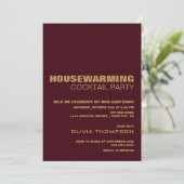 Burgundy Gold Housewarming Cocktail Party Kaart (Staand voorkant)