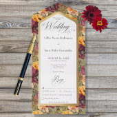 Burgundy & Gold Jewel Floral Green Dinner All In One Uitnodiging