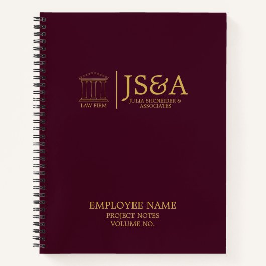 Burgundy Gold Justice Columns Law Firm Notitieboek (Voorkant)