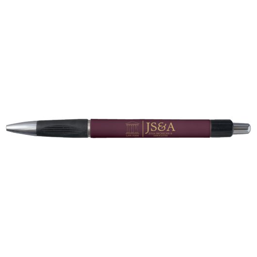 Burgundy Gold Justice Columns Law Firm Pen (Voorkant)