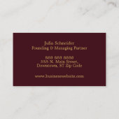 Burgundy Gold Justice Columns Law Firm Visitekaartje (Achterkant)