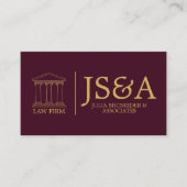 Burgundy Gold Justice Columns Law Firm Visitekaartje (Voorkant)