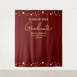 Burgundy Gold Klas van 2024 fotohokje afstuderen Wandkleed