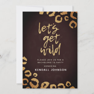 Burgundy & Gold Leopard Bachelorette Party Invite Kaart