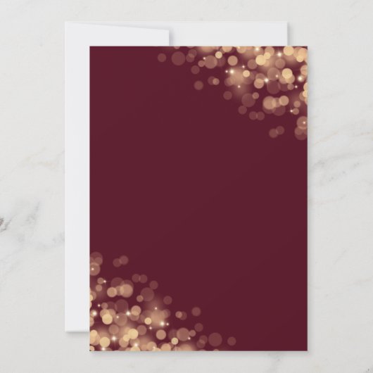 Burgundy & Gold Lijst met Bokeh Lights Kaart (Achterkant)