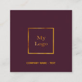 Burgundy gold logo QR-code elegant Vierkante Visitekaartje (Voorkant)
