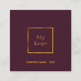 Burgundy gold logo QR-code elegant Vierkante Visitekaartje