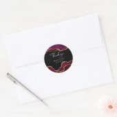Burgundy Gold Magenta Agate Wedding Dank je Ronde Sticker (Envelop)