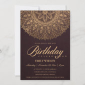 BURGUNDY GOLD MANDALA ELK JAAR 40E BIRTHDAY PARTIJ KAART (Voorkant)