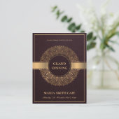 BURGUNDY GOLD  MANDALA GRAND OPENING INVITE BRIEFKAART (Staand voorkant)
