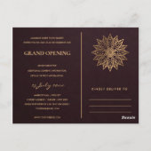 BURGUNDY GOLD  MANDALA GRAND OPENING INVITE BRIEFKAART (Achterkant)