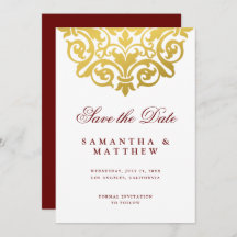 Burgundy Gold Mandala Indian Wedding Save the Date