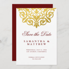 Burgundy Gold Mandala Indian Wedding Save the Date