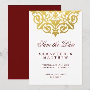 Burgundy Gold Mandala Indian Wedding Save the Date