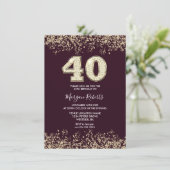 Burgundy & Gold Mannen vrouwen 40e verjaardag Kaart (Staand voorkant)
