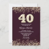 Burgundy & Gold Mannen vrouwen 40e verjaardag Kaart (Voorkant)
