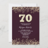 Burgundy & Gold Mannen vrouwen 70e verjaardag Kaart (Voorkant)