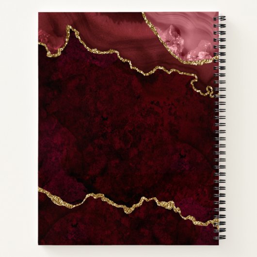 Burgundy Gold Marble Agate Geode Prayer Journal Notitieboek (Achterkant)