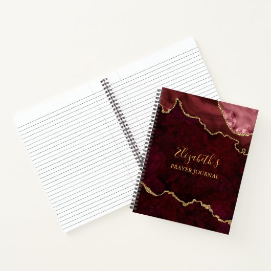 Burgundy Gold Marble Agate Geode Prayer Journal Notitieboek (Binnen)