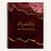 Burgundy Gold Marble Agate Geode Prayer Journal Notitieboek (Voorkant)