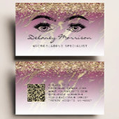 Burgundy Gold Marble Eyes QR Code Microblading Visitekaartje