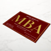 Burgundy Gold MBA Afstuderen Folie Uitnodiging (Gedraaid)