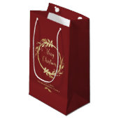 Burgundy Gold Merry kerst Holly Wreath Holiday Klein Cadeauzakje (Voorkant Gekanteld)
