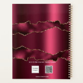 Burgundy gold metal agate marble name script 2023 planner (Achterkant)