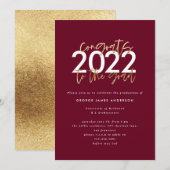 burgundy gold modern script afstuderen (Voorkant / Achterkant)