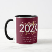 burgundy gold modern script foto afstudeerder mok (Links)