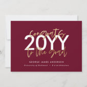 burgundy gold modern script stijlvol afstuderen kaart (Voorkant)