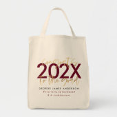 burgundy gold modern script stijlvol afstuderen tote bag (Voorkant)