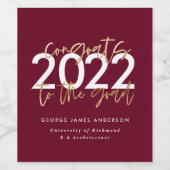 burgundy gold modern script stijlvol afstuderen wijn etiket (Enkel label)