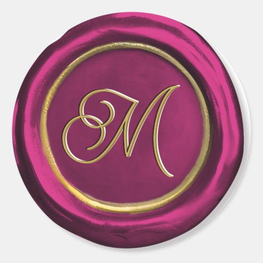 Burgundy & Gold Monogram Modern Wax Seal Stickers (Voorkant)