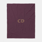 Burgundy gold monogrammed initials luxury fleece deken (Voorkant)