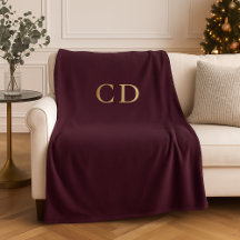 Burgundy gold monogrammed initials luxury
