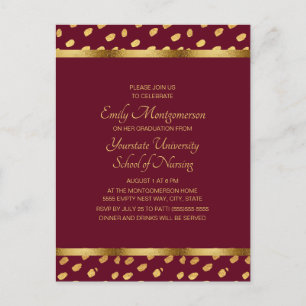 Burgundy Gold Nursing School Graduparty Briefkaart