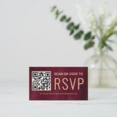 Burgundy Gold Online QR Code RSVP Weddenschap Webs Informatiekaartje (Staand voorkant)