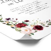 Burgundy Gold Open Bar Drinken op US Wedding Sign Poster (Hoek)
