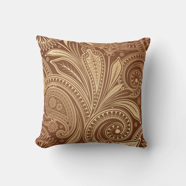  Burgundy Gold Paisley Elegant Luxury Buitenkussen (Voorkant)